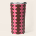 Wavy Stripes Ogee A-Go-Go Eclectic Vertical Pattern in Pink and Brown Travel Mug Gallery Image 2