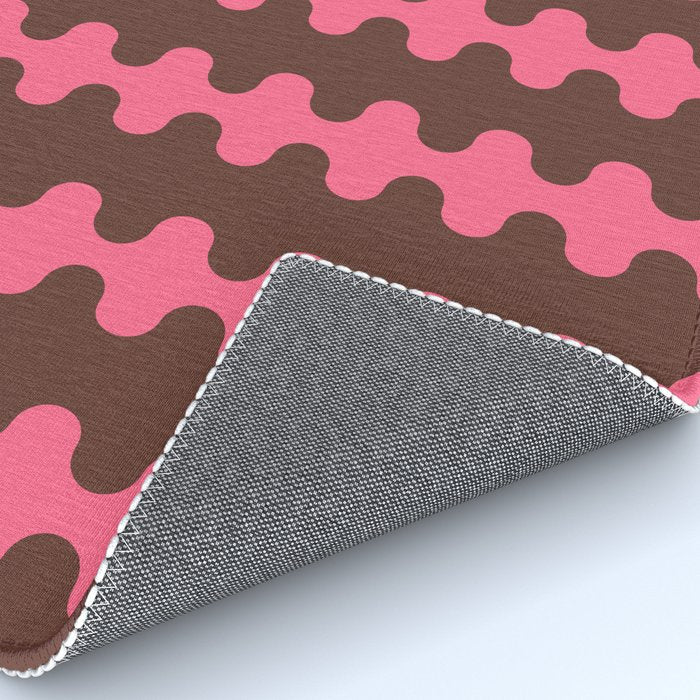 Wavy Stripes Ogee A-Go-Go Eclectic Vertical Pattern in Pink and Brown Rug Gallery Image 4