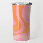 Modern Liquid Swirl Abstract Pattern Square in Retro Pink and Orange Travel Mug Gallery Image 2