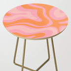 Modern Liquid Swirl Abstract Pattern Square in Retro Pink and Orange Side Table Gallery Image 2