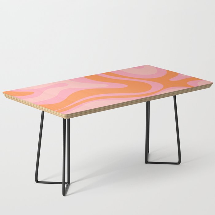 Modern Liquid Swirl Abstract Pattern Square in Retro Pink and Orange Coffee Table Gallery Image 1