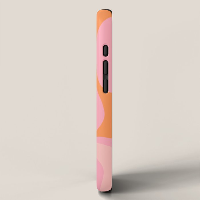 Modern Liquid Swirl Abstract Pattern Square in Retro Pink and Orange iPhone Case Gallery Image 2