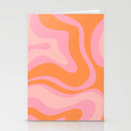Modern Liquid Swirl Abstract Pattern Square in Retro Pink and Orange Stationery Card Gallery Image 2