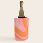 Modern Liquid Swirl Abstract Pattern Square in Retro Pink and Orange Wine Chiller Gallery Image 1