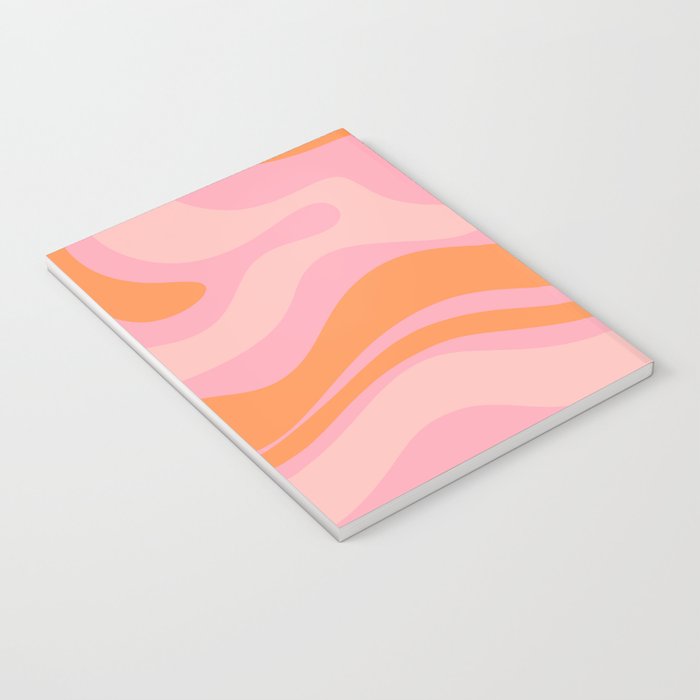 Modern Liquid Swirl Abstract Pattern Square in Retro Pink and Orange Notebook Gallery Image 3