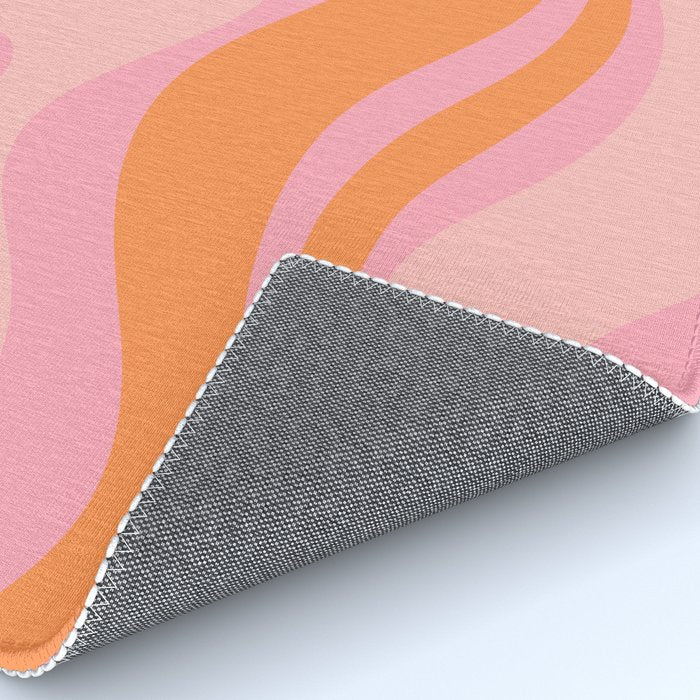 Modern Liquid Swirl Abstract Pattern Square in Retro Pink and Orange Rug Gallery Image 4