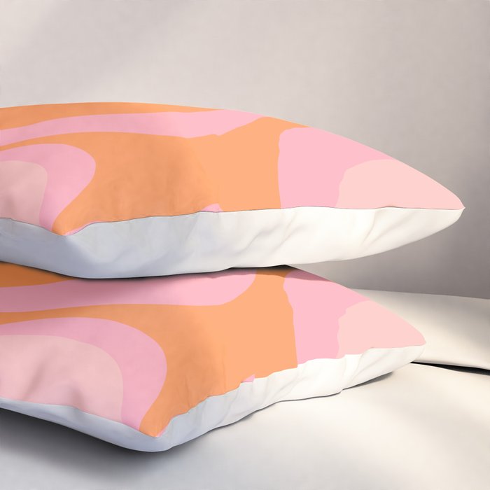 Modern Liquid Swirl Abstract Pattern Square in Retro Pink and Orange Pillow Sham Gallery Image 3