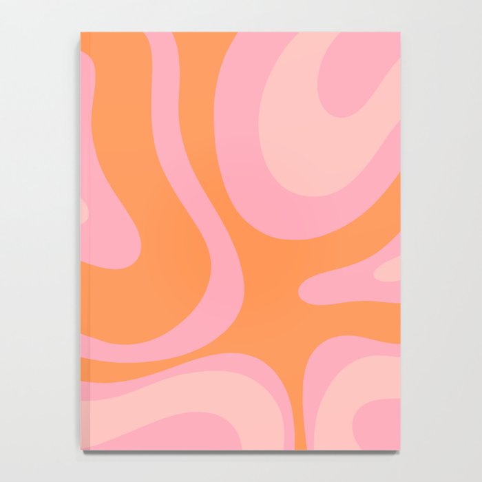 Modern Liquid Swirl Abstract Pattern Square in Retro Pink and Orange Notebook Gallery Image 4