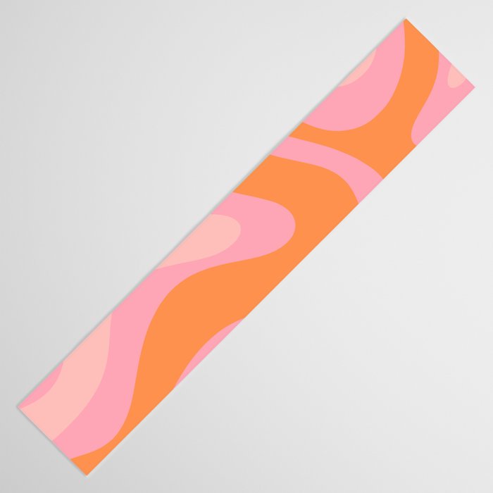 Modern Liquid Swirl Abstract Pattern Square in Retro Pink and Orange Table Runner Gallery Image 3