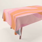 Modern Liquid Swirl Abstract Pattern Square in Retro Pink and Orange Tablecloth Gallery Image 1