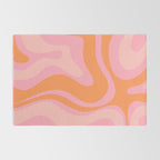 Modern Liquid Swirl Abstract Pattern Square in Retro Pink and Orange Rug Gallery Image 2