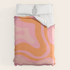 Modern Liquid Swirl Abstract Pattern Square in Retro Pink and Orange Duvet Cover Gallery Image 6