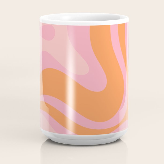Modern Liquid Swirl Abstract Pattern Square in Retro Pink and Orange Coffee Mug Gallery Image 4