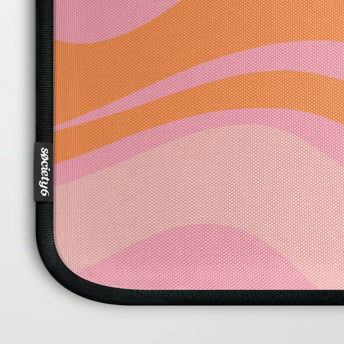 Modern Liquid Swirl Abstract Pattern Square in Retro Pink and Orange Laptop Sleeve Gallery Image 3