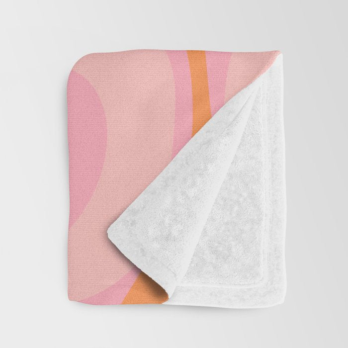 Modern Liquid Swirl Abstract Pattern Square in Retro Pink and Orange Throw Blanket Gallery Image 3