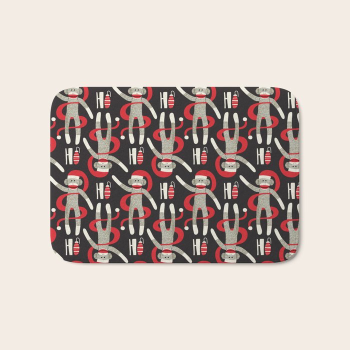 Sock Monkey Santa Bath Mat Gallery Image 1