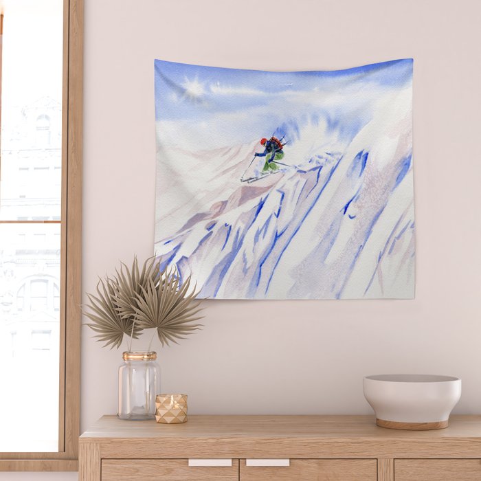 Powder Skiing Wall Tapestry Gallery Image 2