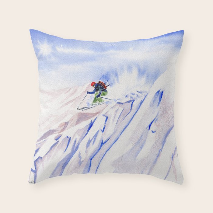 Powder Skiing Throw Pillow Gallery Image 6