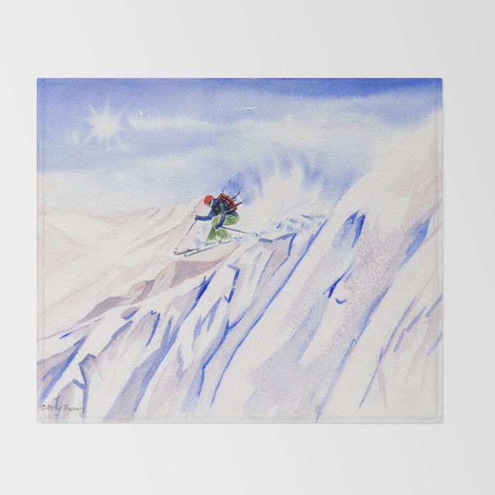 Powder Skiing Throw Blanket Gallery Image 2