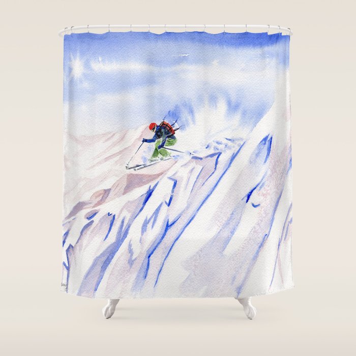 Powder Skiing Shower Curtain Gallery Image 1