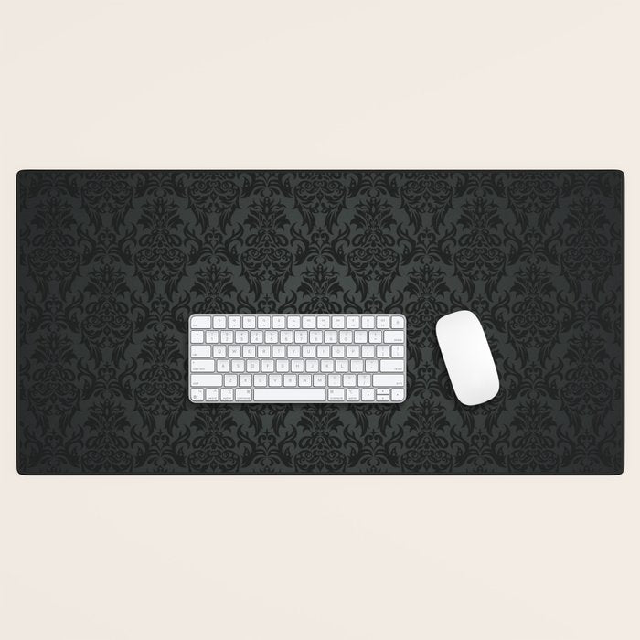 Luxury Black Damask Desk Mat Gallery Image 1