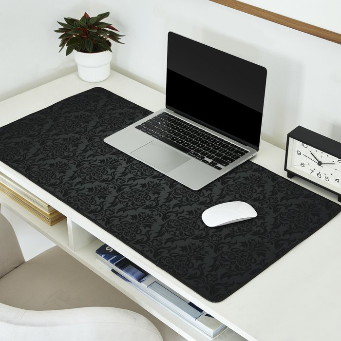Luxury Black Damask Desk Mat Gallery Image 2