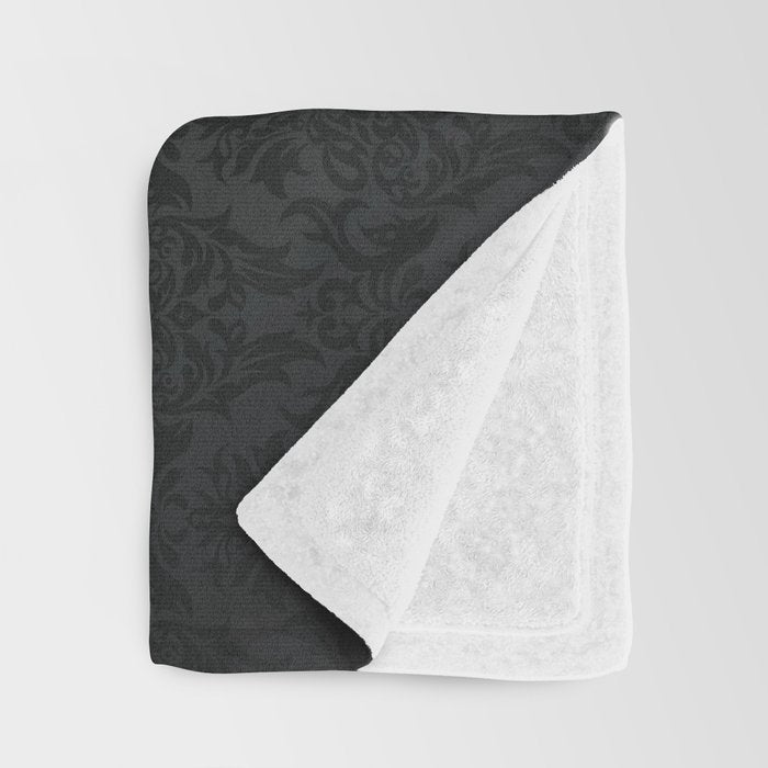 Luxury Black Damask Throw Blanket Gallery Image 3