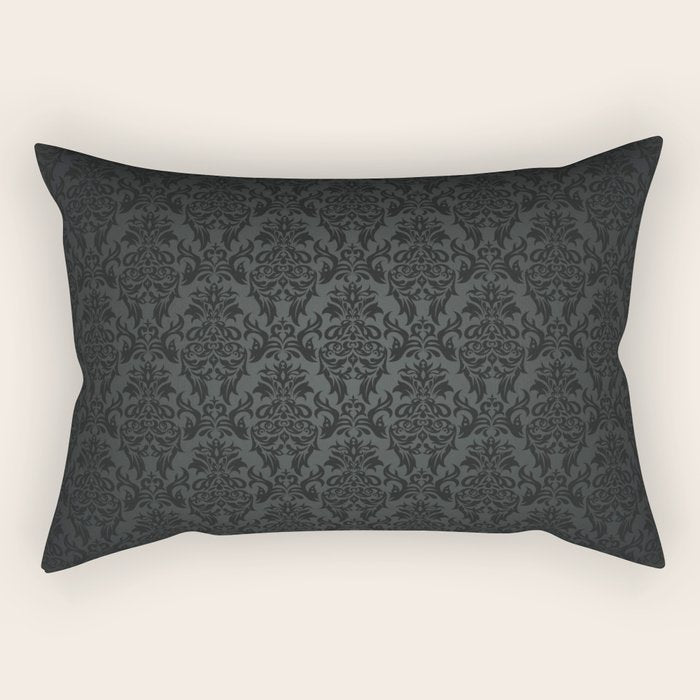 Luxury Black Damask Rectangular Pillow Gallery Image 2
