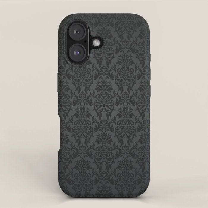 Luxury Black Damask iPhone Case Gallery Image 1