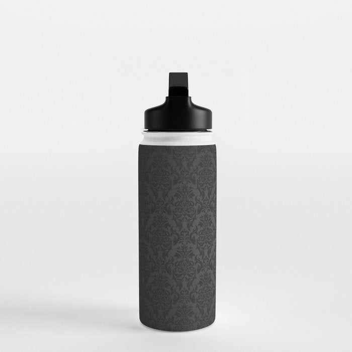 Luxury Black Damask Water Bottle Gallery Image 3