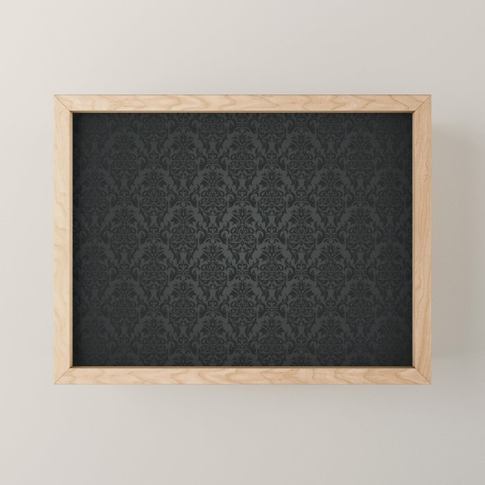 Luxury Black Damask Mini Art Print Gallery Image 1