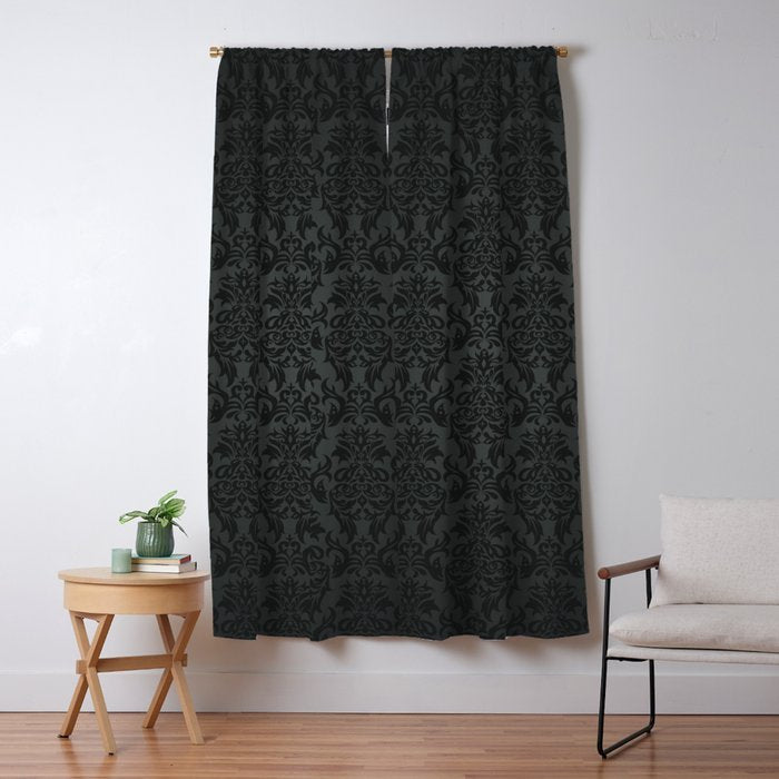 Luxury Black Damask Window Curtain Gallery Image 5