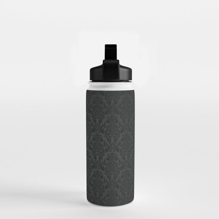 Luxury Black Damask Water Bottle Gallery Image 2