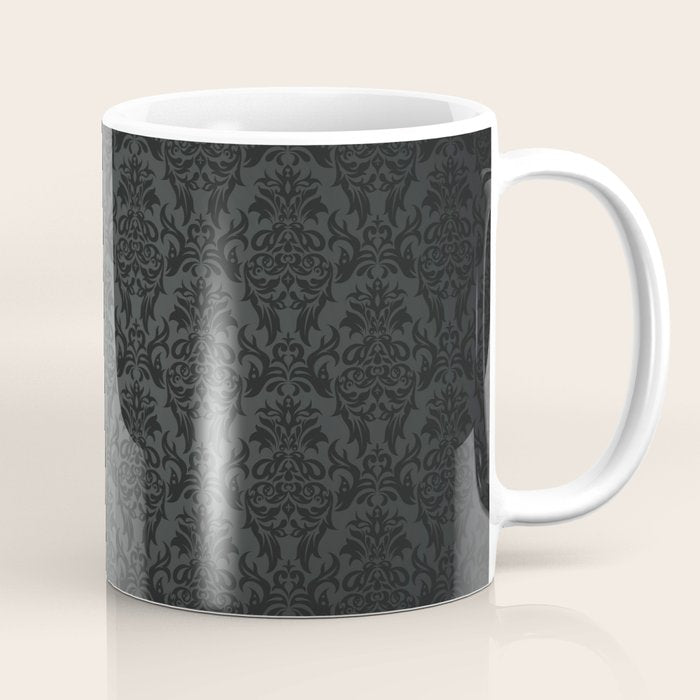 Luxury Black Damask Coffee Mug Gallery Image 1