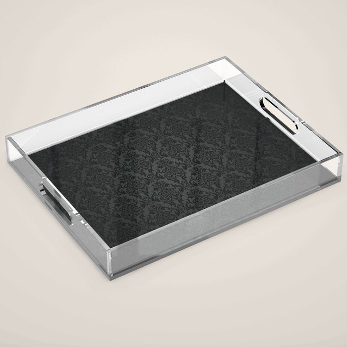 Luxury Black Damask Acrylic Tray Gallery Image 1