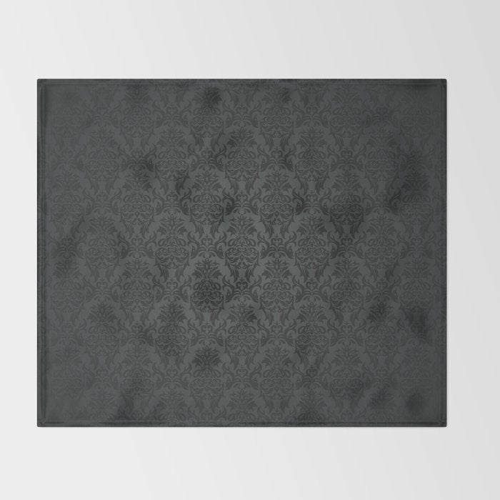 Luxury Black Damask Throw Blanket Gallery Image 2