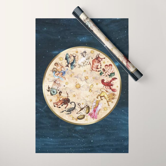 Vintage Astrology Zodiac Wheel Wrapping Paper Gallery Image 1