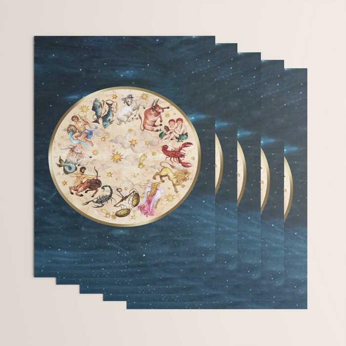 Vintage Astrology Zodiac Wheel Wrapping Paper Gallery Image 3