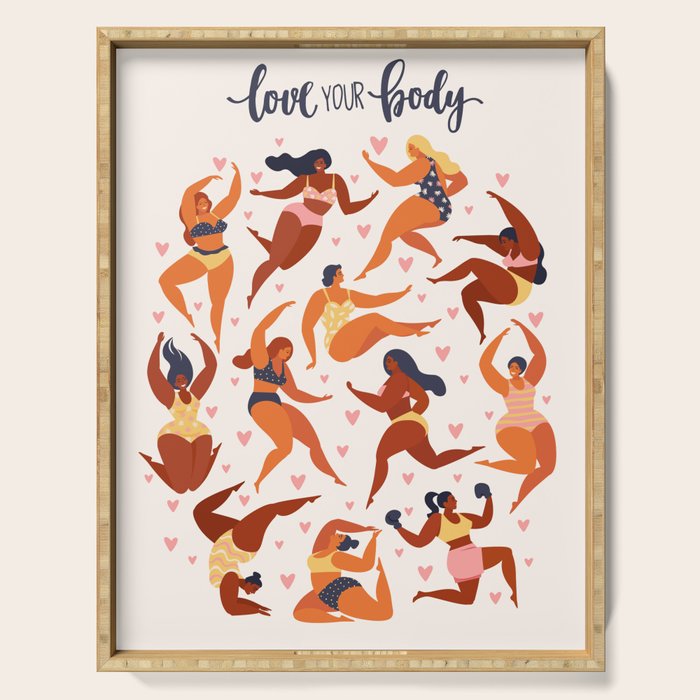 Body Positive. Women in summer swimsuits Serving Tray Gallery Image 1