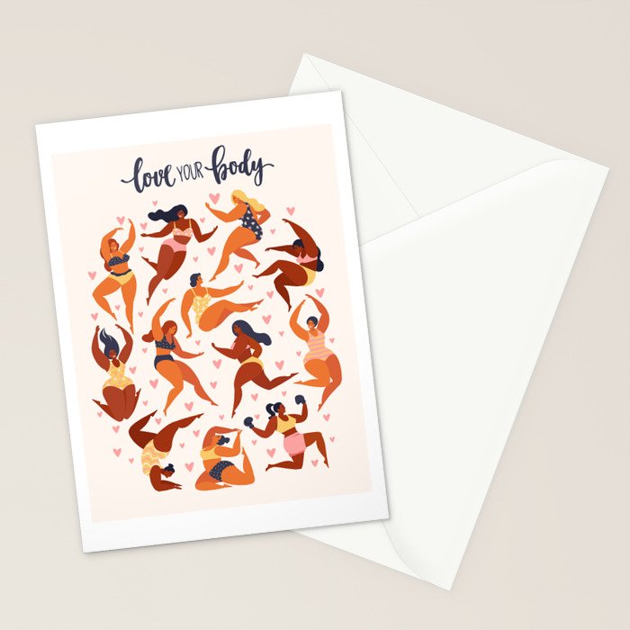 Body Positive. Women in summer swimsuits Stationery Card Gallery Image 2