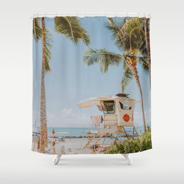no lifeguard lxxiv / waikiki, hawaii Shower Curtain Gallery Image 1