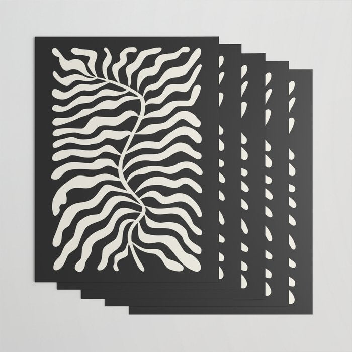 Onyx Ferns: Black & White Matisse Edition Wrapping Paper Gallery Image 3