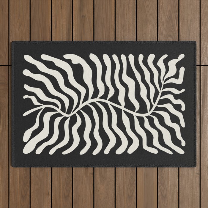 Onyx Ferns: Black & White Matisse Edition Outdoor Rug Gallery Image 1