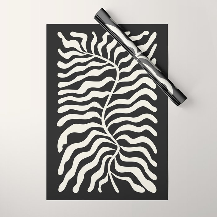 Onyx Ferns: Black & White Matisse Edition Wrapping Paper Gallery Image 1