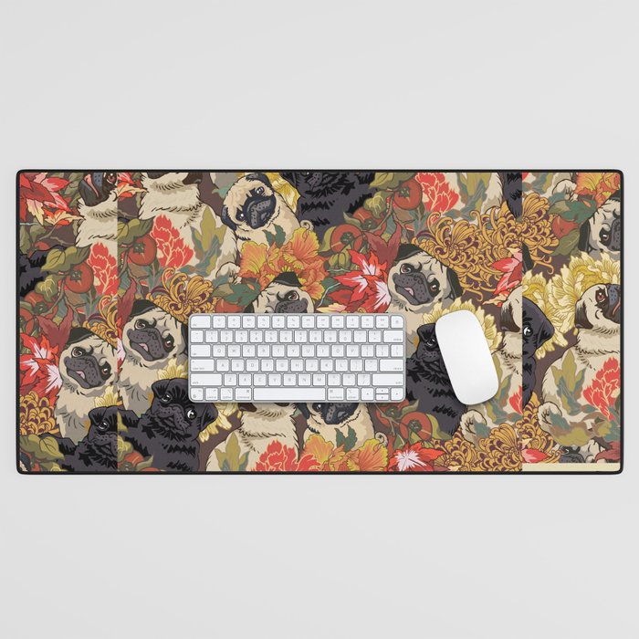 Because Pugs Autumn Desk Mat Gallery Image 1