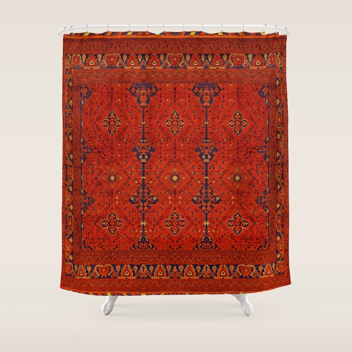 N194 - Red Berber Atlas Oriental Traditional Moroccan Style Shower Curtain Gallery Image 1