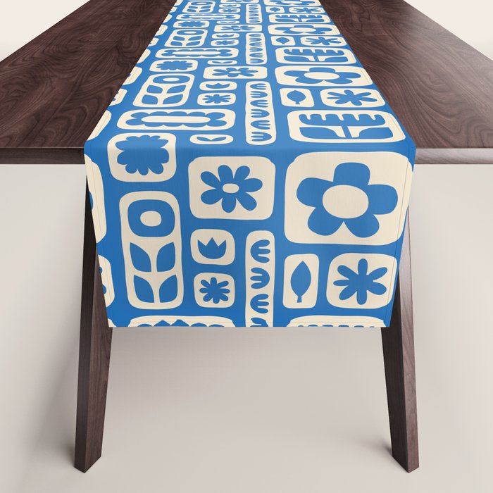 Vintage scandinavian floral art pattern Table Runner Gallery Image 1