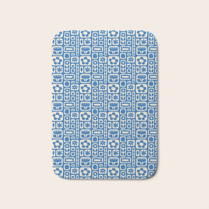 Vintage scandinavian floral art pattern Bath Mat Gallery Image 1