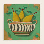 Striped Bowl with Pears Wood Wall Art Gallery Image 1