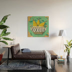 Striped Bowl with Pears Wood Wall Art Gallery Image 2